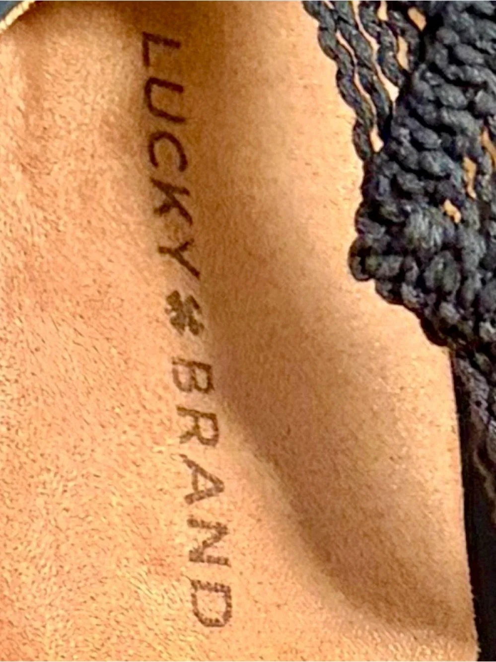 Lucky Brand Dark Gray Crochet Ankle Wedge Sandals